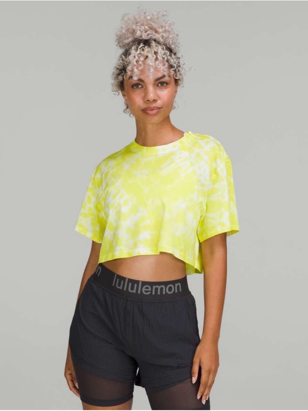 lululemon athletica all yours cropped cotton t-shirt tie dye